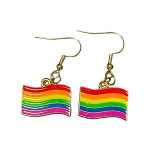 PRIDE RAINBOW DANGLE EARRINGS (FLAG SHAPE)